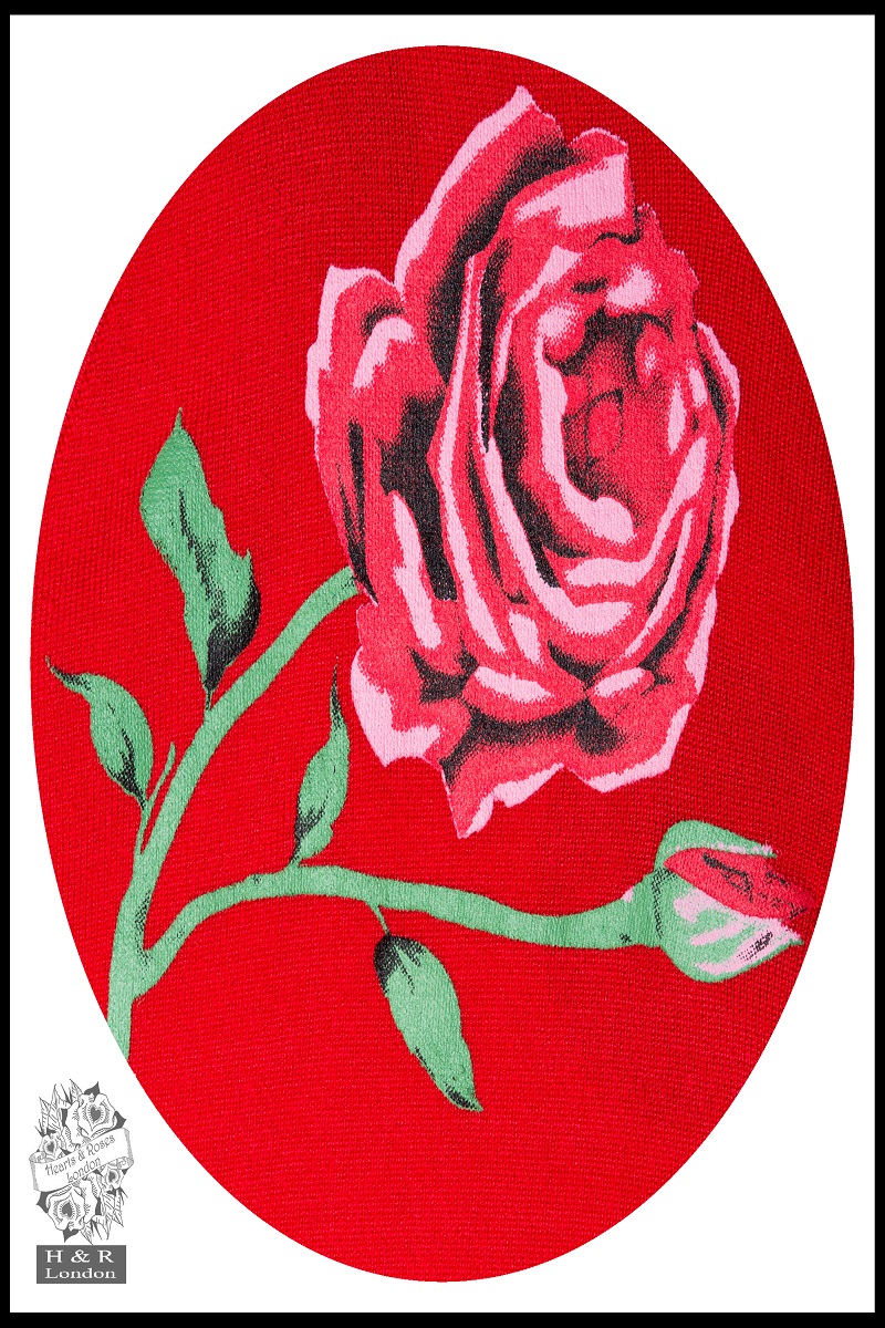 Rose Print Cardigan In Red