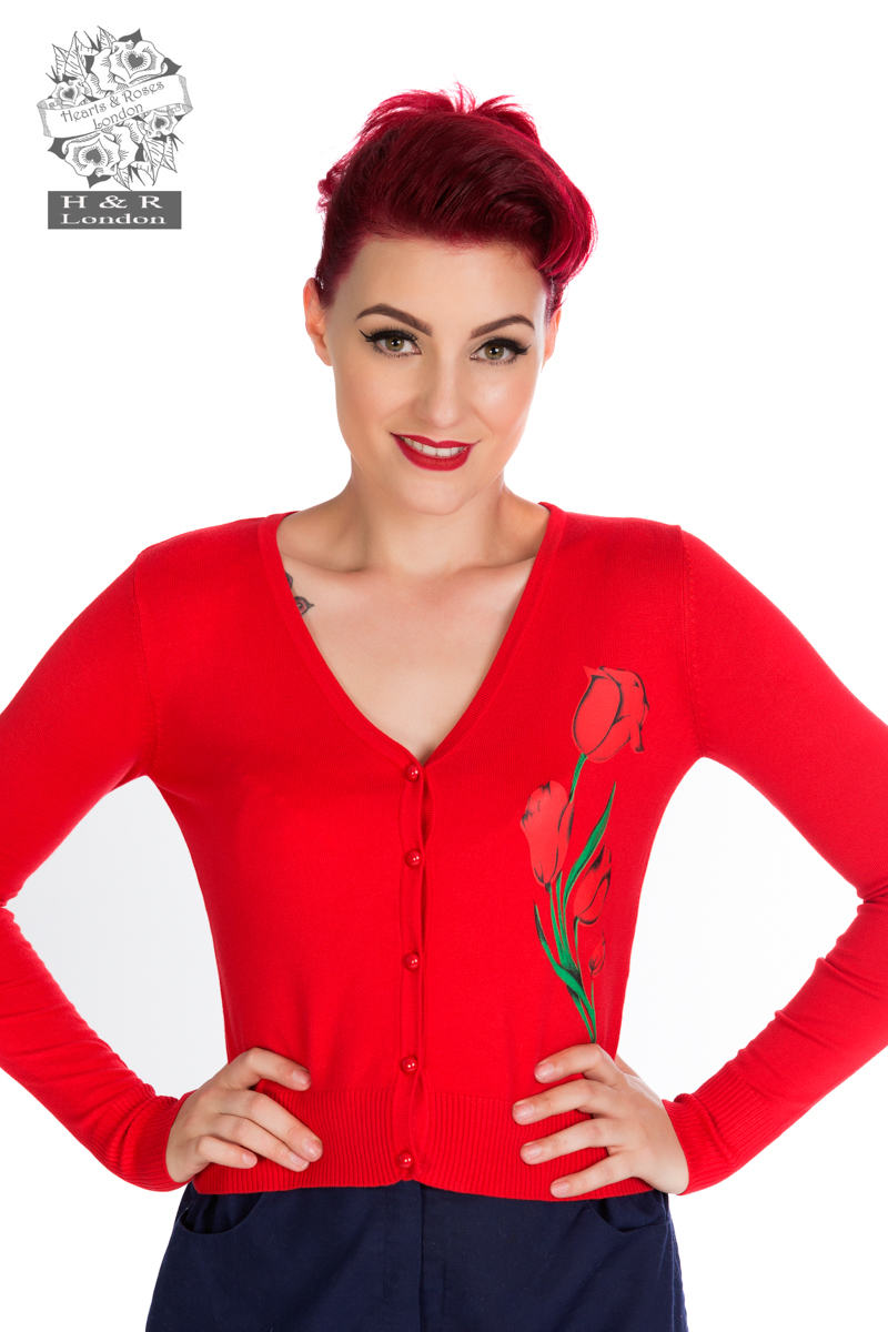 Red Floral Cardigan - Hearts & Roses London