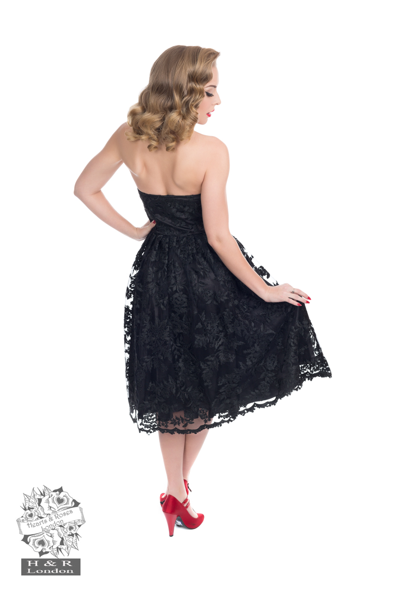 Black Chantilly Lace Strapless Dress