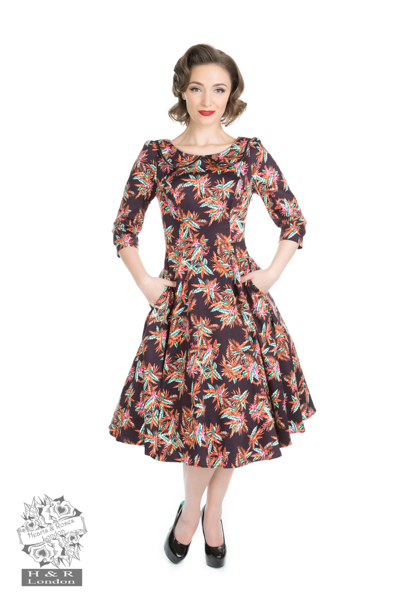 Phenomenal Wild Floral Dress in Brown - Hearts & Roses London