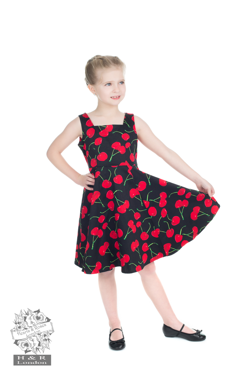 Black Bombshell Cherry Swing Dress