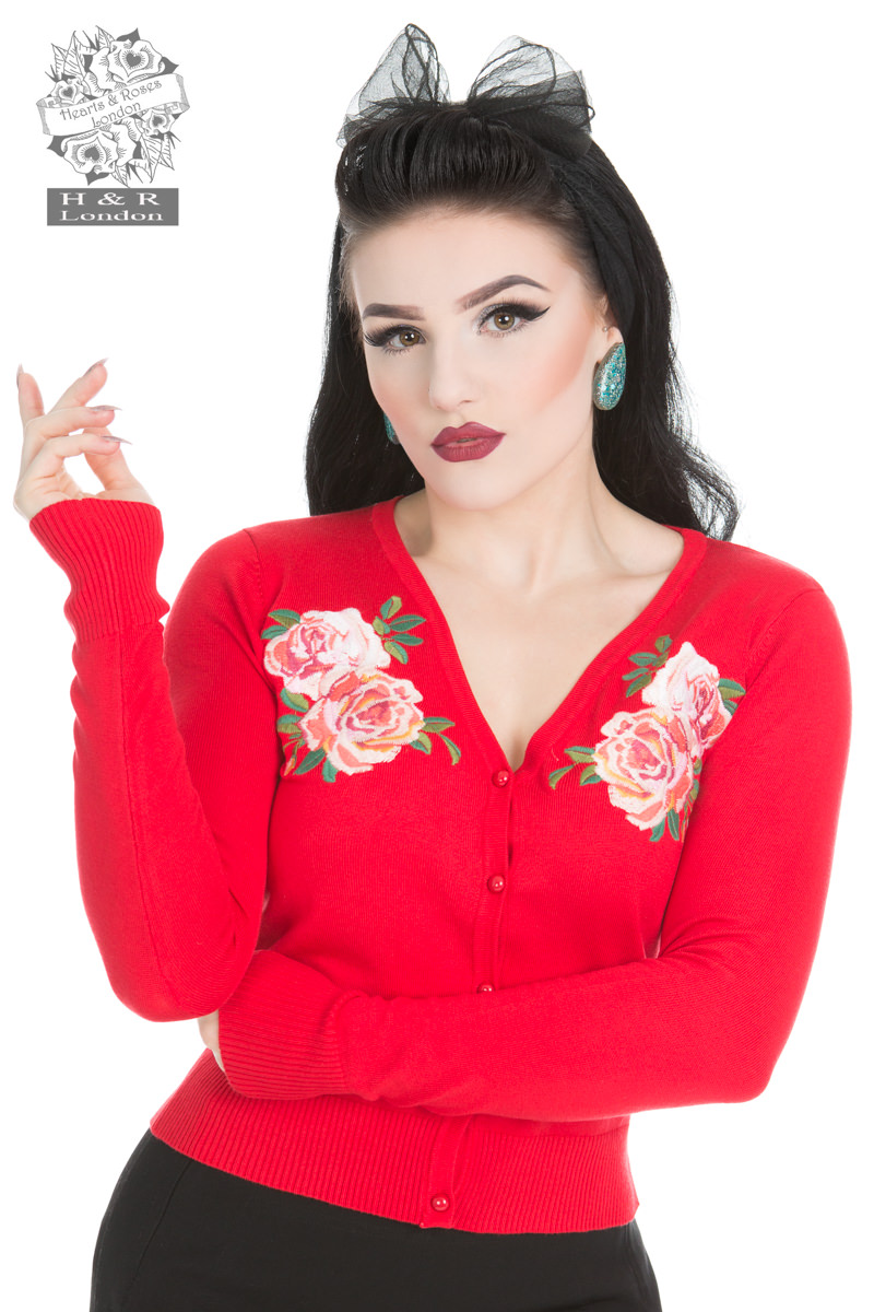 Red Rosy Cardigan - Hearts & Roses London