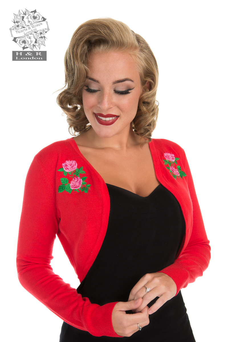 Centifolia Rose Shrug In Red - Hearts & Roses London