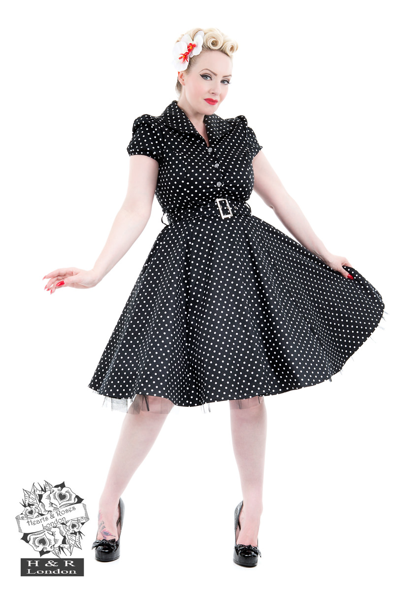 hearts and roses polka dot dress