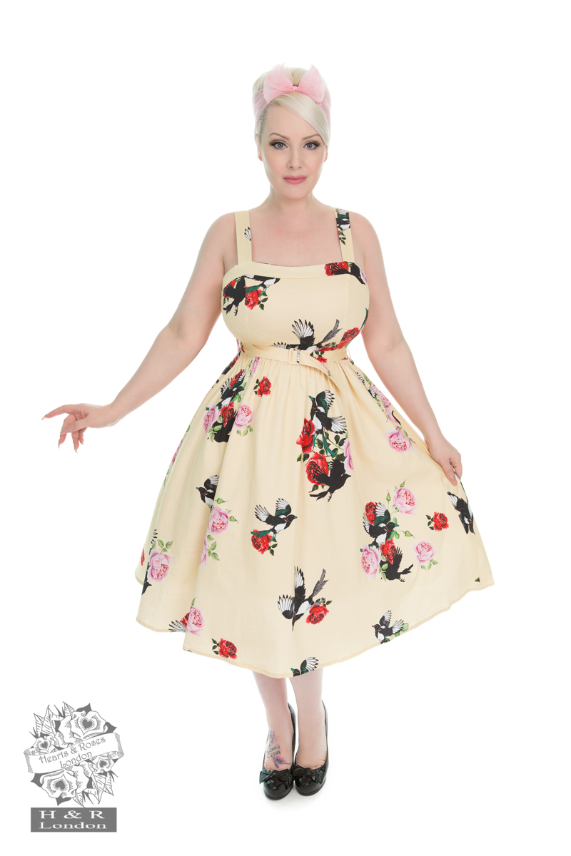 Yellow Rose Print Swing Dress