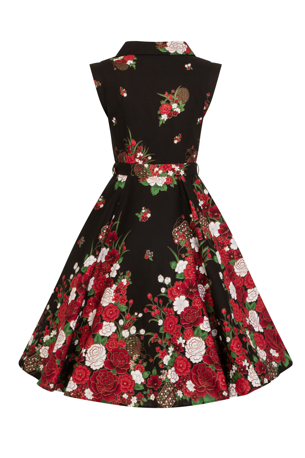 Black Floral Shirtwaist Dress in Black - Hearts & Roses London