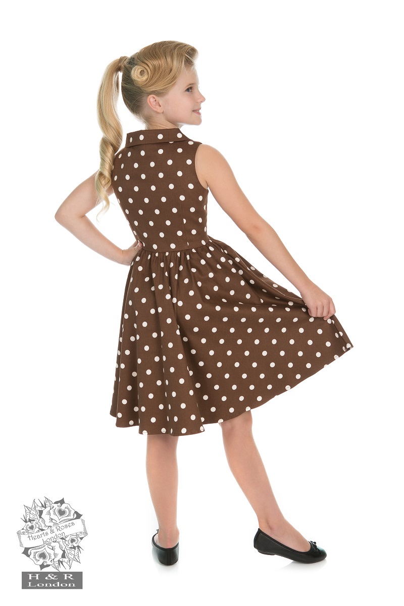 Girls Ravishing Chocolate Polka Dot Swing Dress
