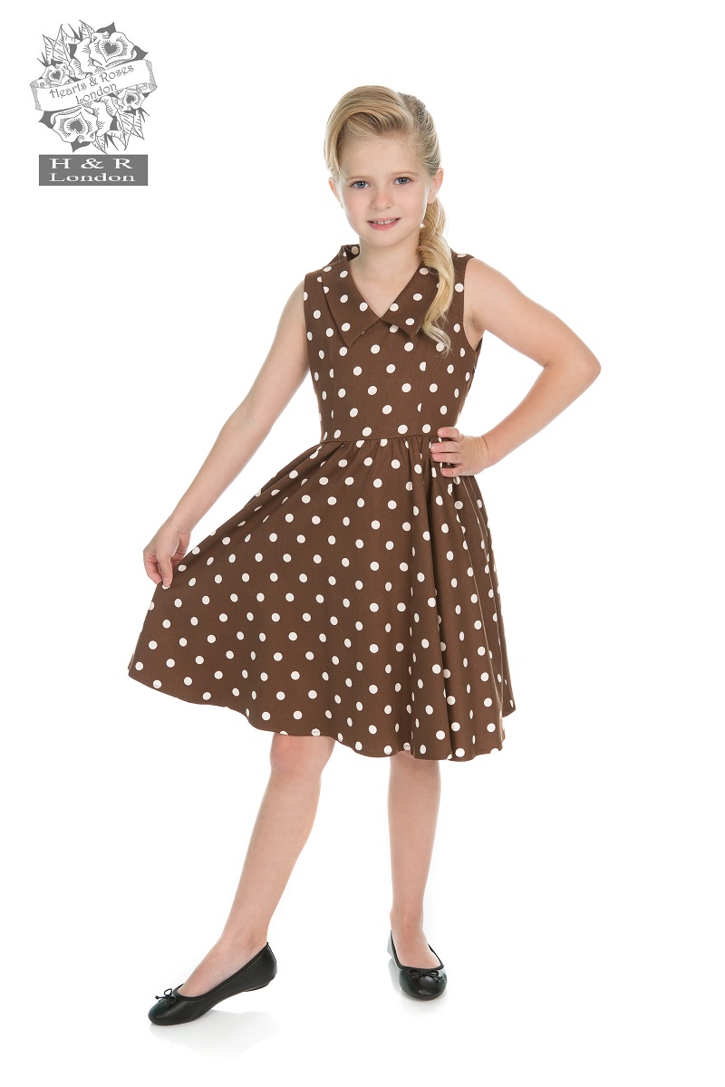 Girls Ravishing Chocolate Polka Dot Swing Dress