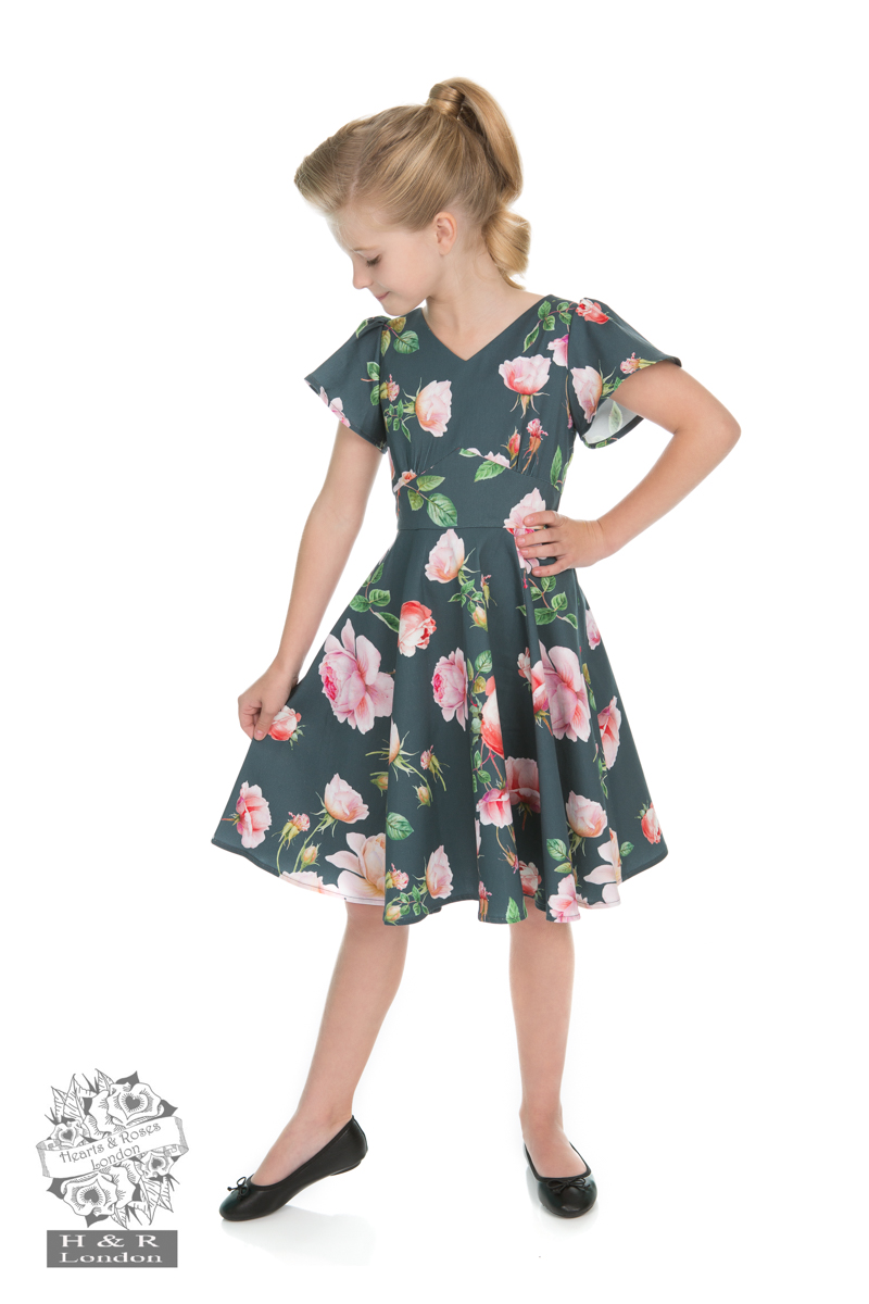 Girls Sweet Rose Swing Dress