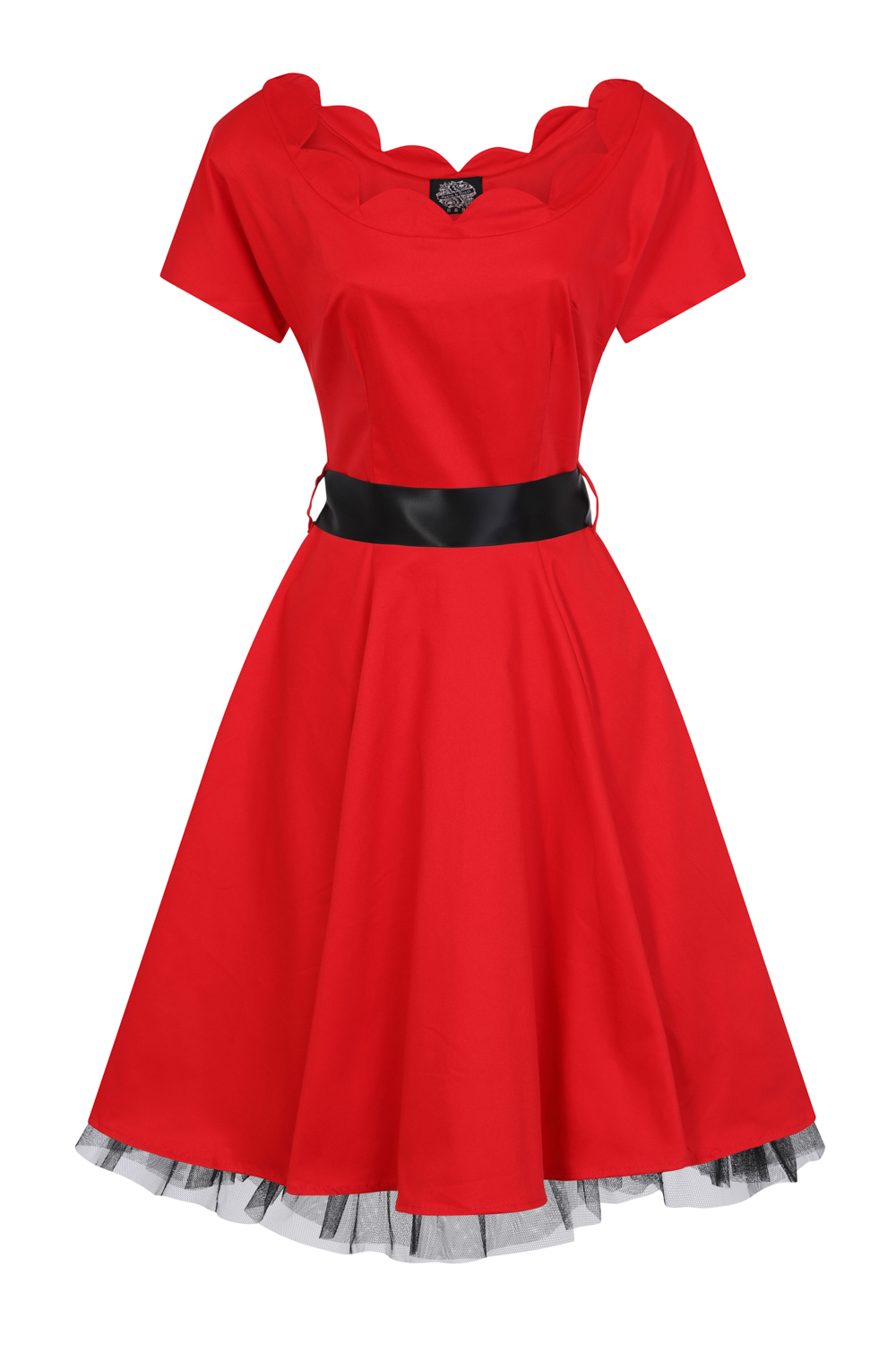 Red Plain Swing Dress in Red - Hearts & Roses London