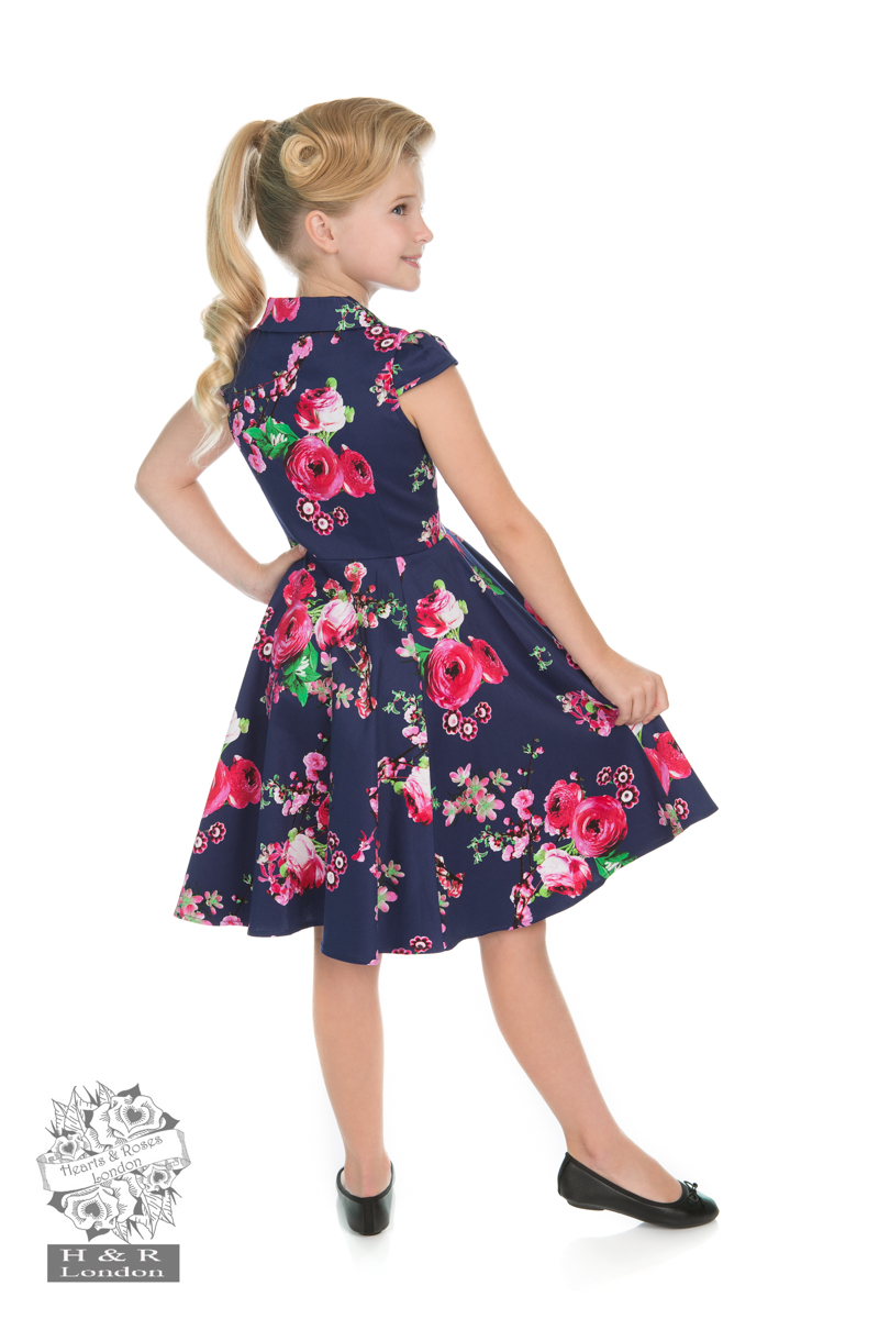 Girls Midnight Garden Floral Tea Dress