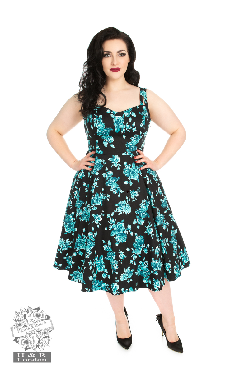 hearts and roses black dress