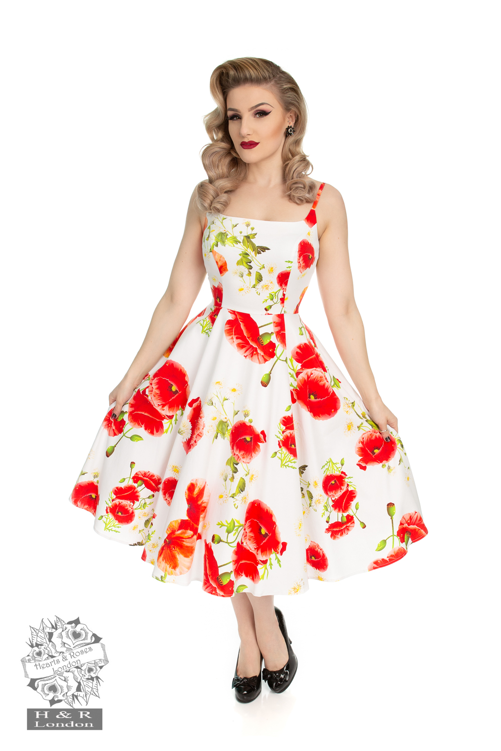 Red Poppy Blossoming Swing Dress
