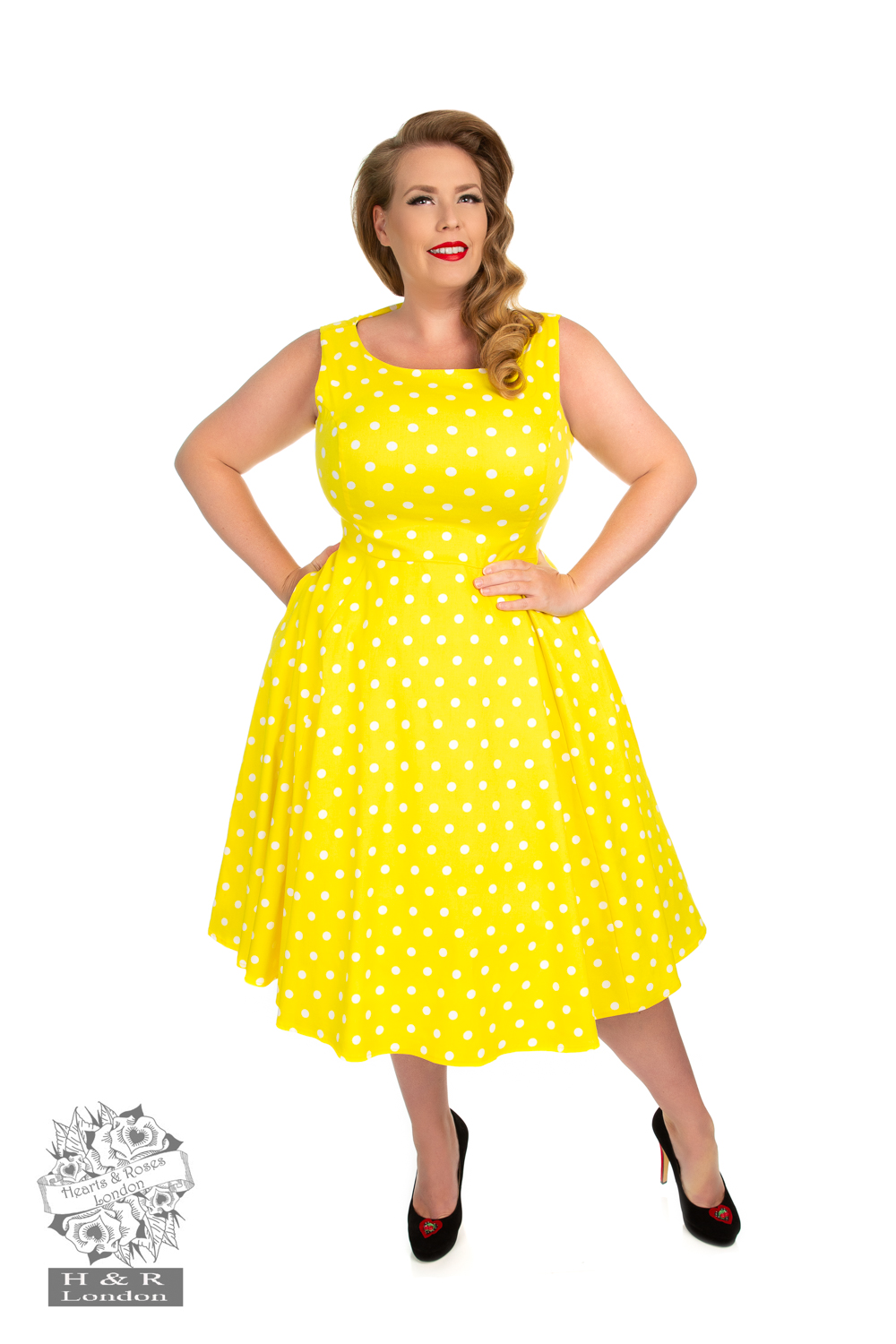 yellow and white plus size dress