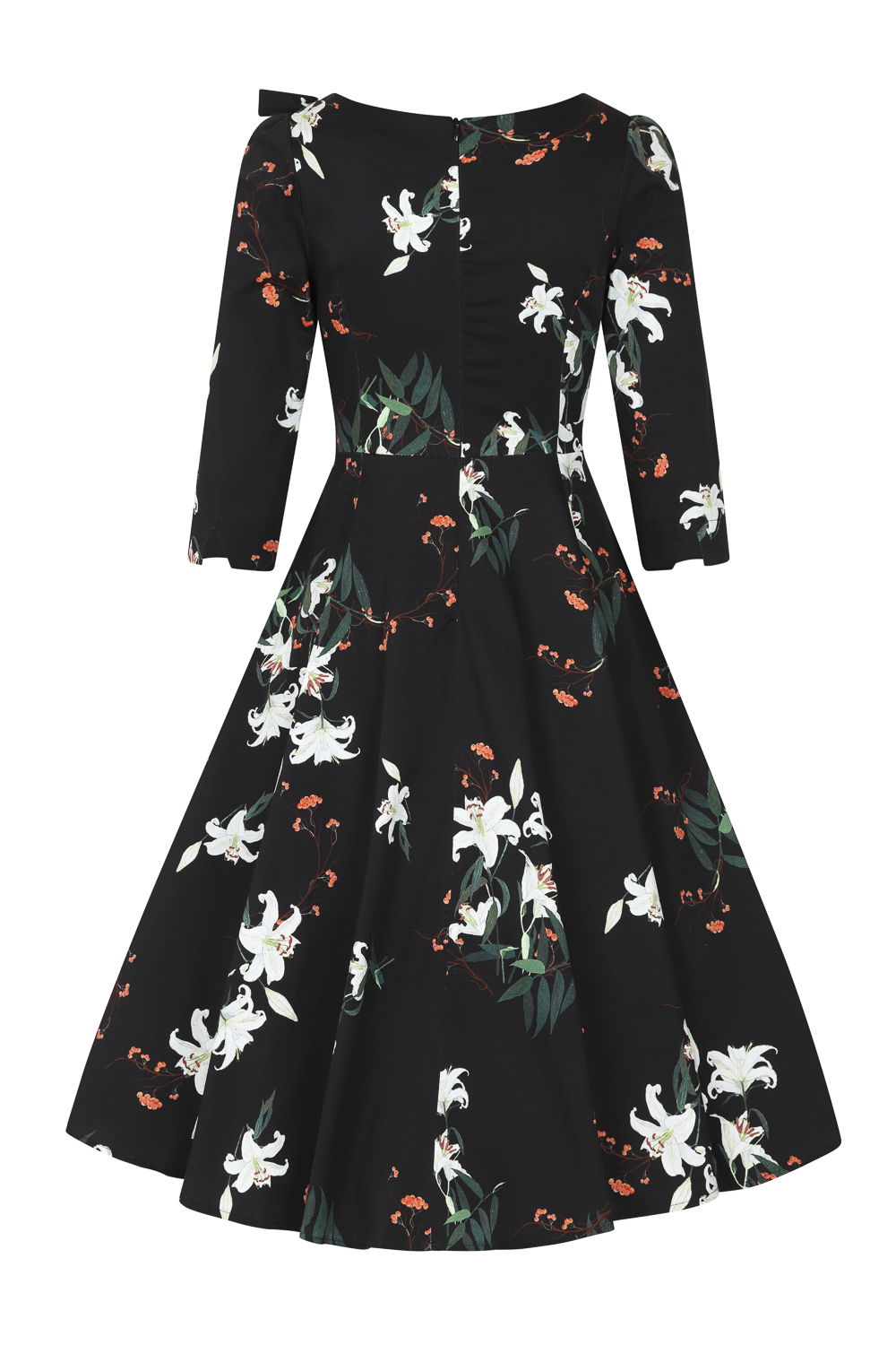 Diana Lilly Floral Swing Dress in Black - Hearts & Roses London