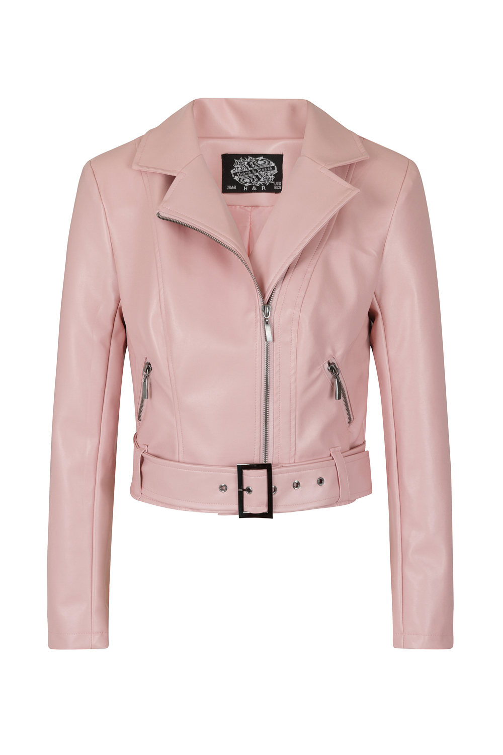 Pink Lady Faux leather Jacket in Pink - Hearts & Roses London