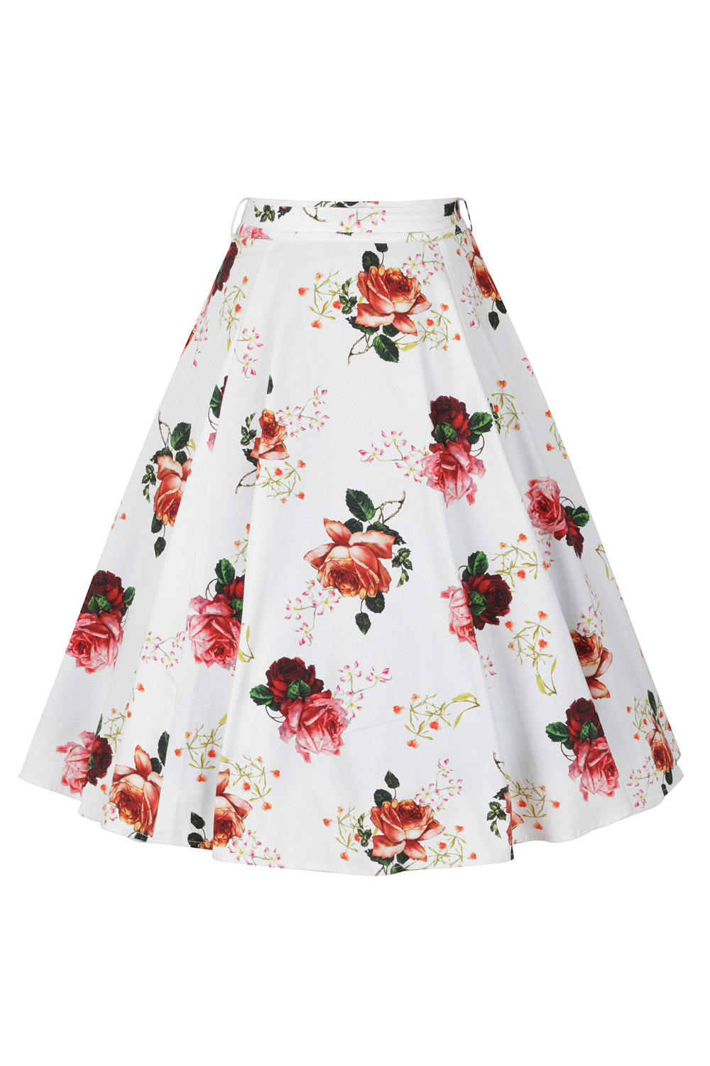 Florence Floral Swing Skirt in white - Hearts & Roses London