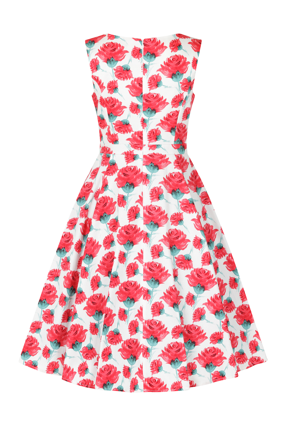 Rosemary Swing Dress in White/Red - Hearts & Roses London