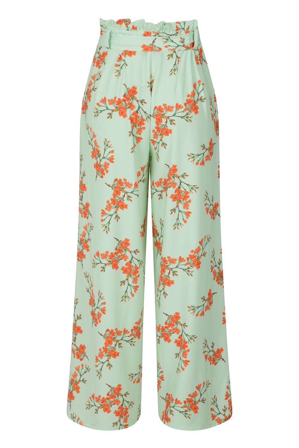 Delores Floral Trousers in Green - Hearts & Roses London