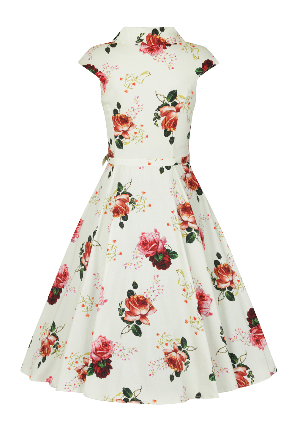 Delilah Swing Dress in Plus Size in Cream - Hearts & Roses London