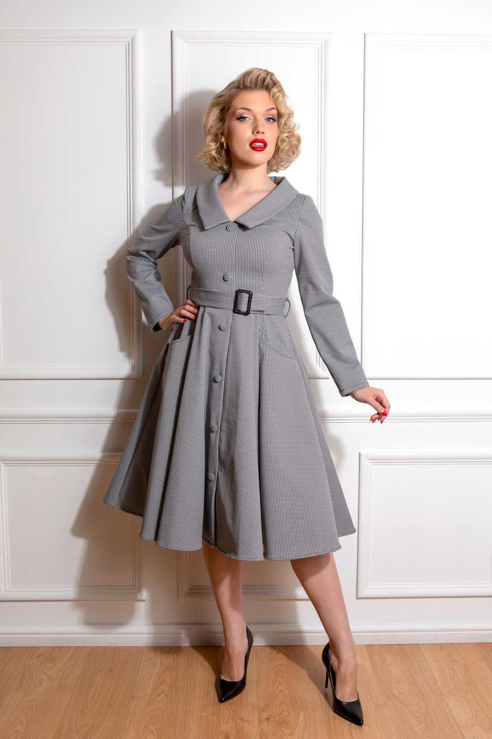 grey gingham dress Eliza Gingham Maxi Dress in Black main image 0