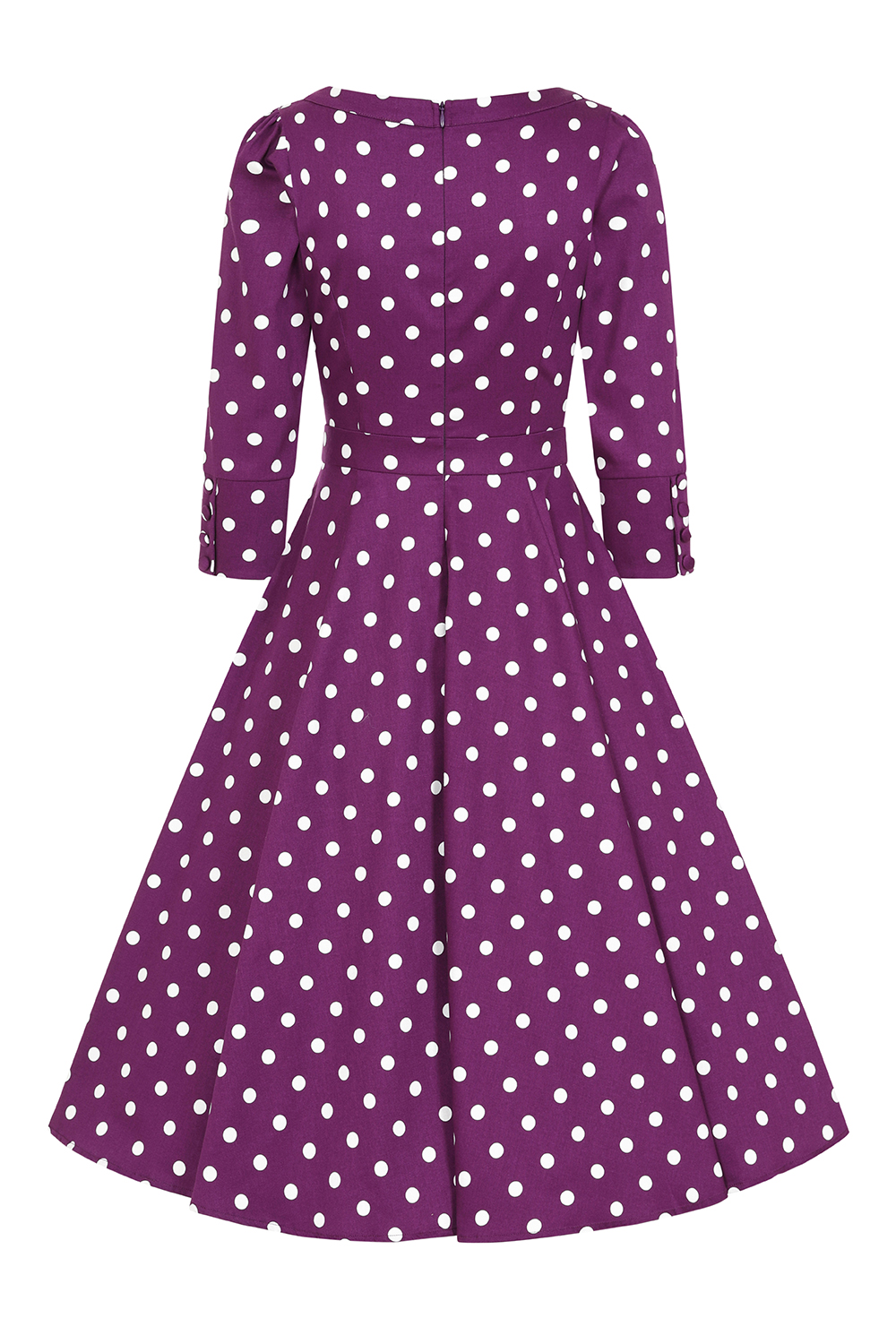 Madalyn Polka Dot Swing Dress in Purple - Hearts & Roses London