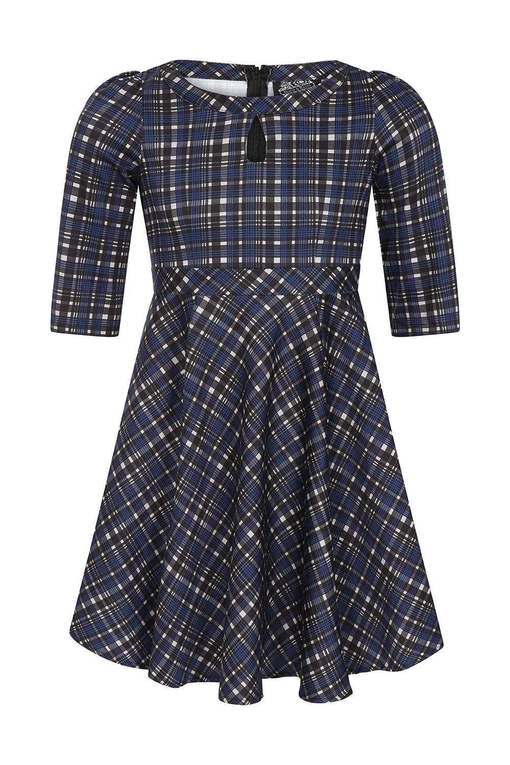 Anna Check Swing Dress in Kids in Navy - Hearts & Roses London