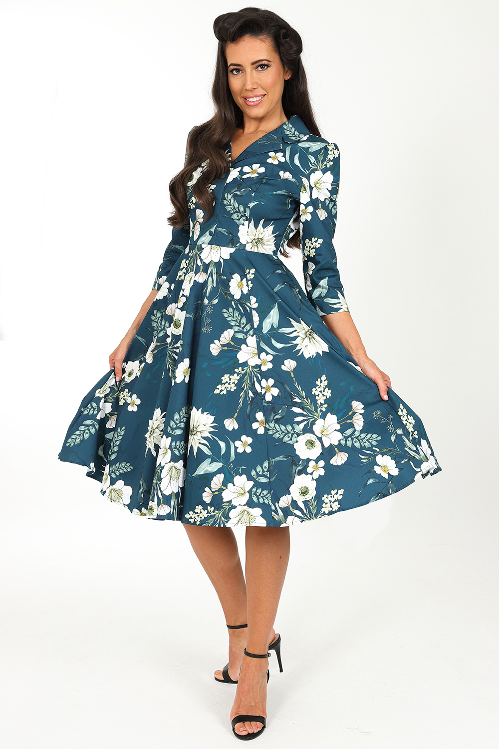 Oxford Blue Ella Floral Swing Dress