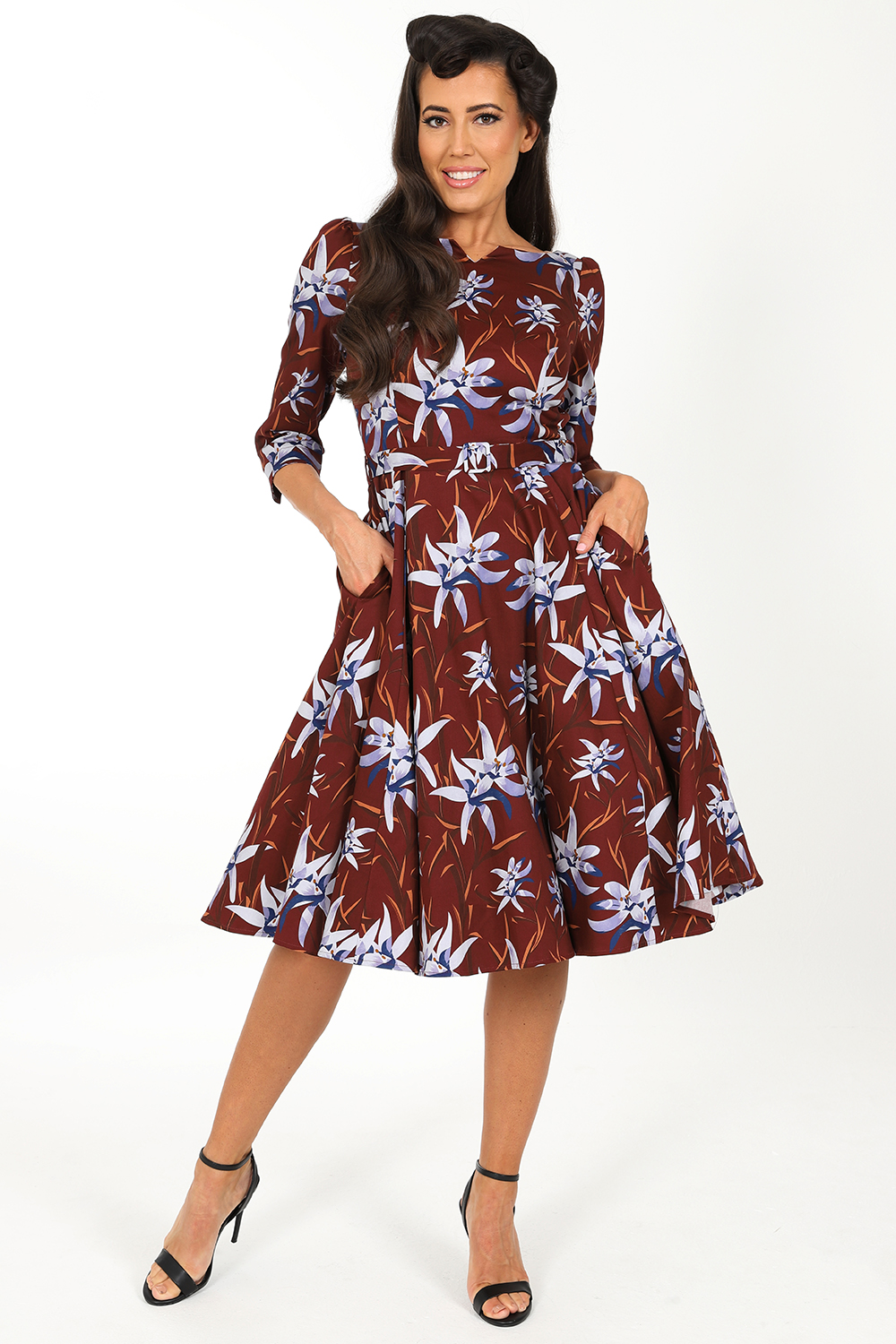 Maria Floral Swing Dress in Red - Hearts & Roses London