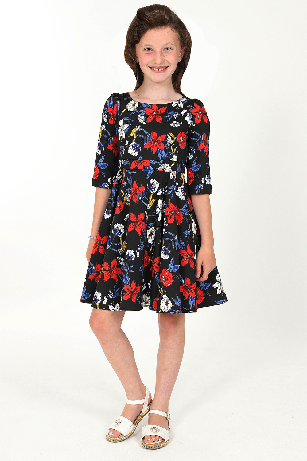 Girls Midnight Garden Floral Tea Dress