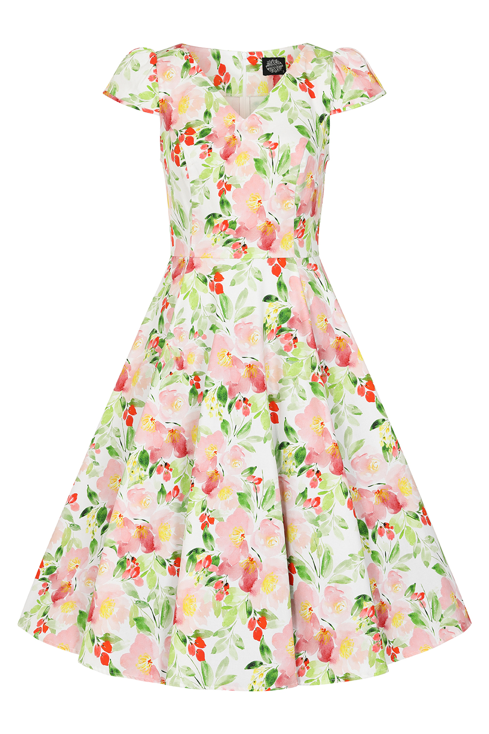 Larisa Floral Swing Dress in Green - Hearts & Roses London