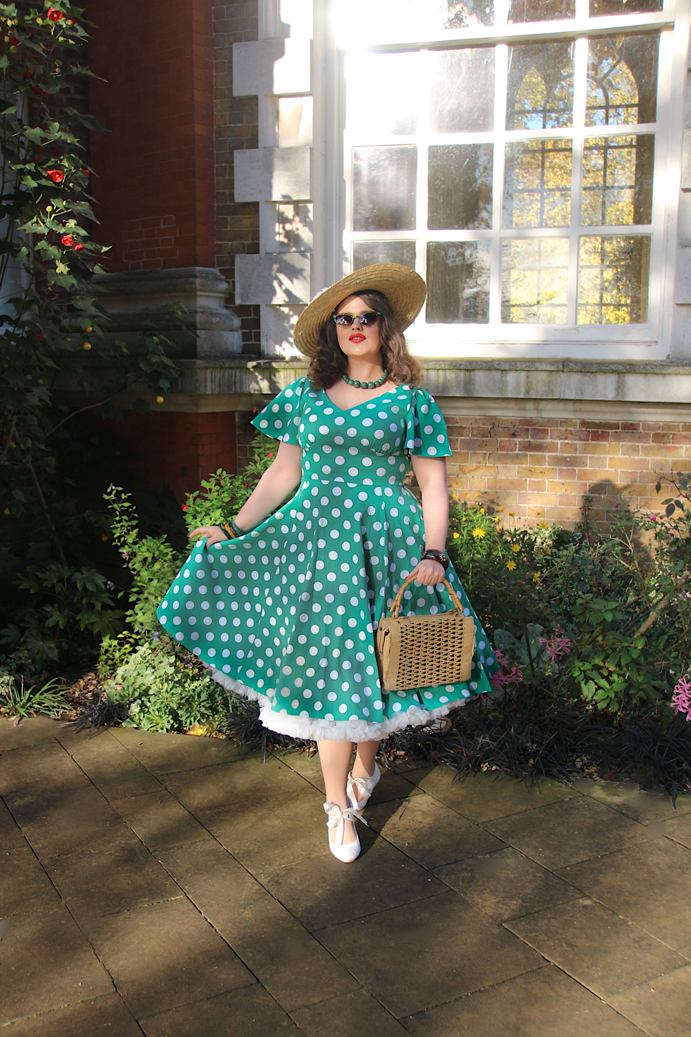 Nina Polka Dot Swing Dress in Extended Sizing