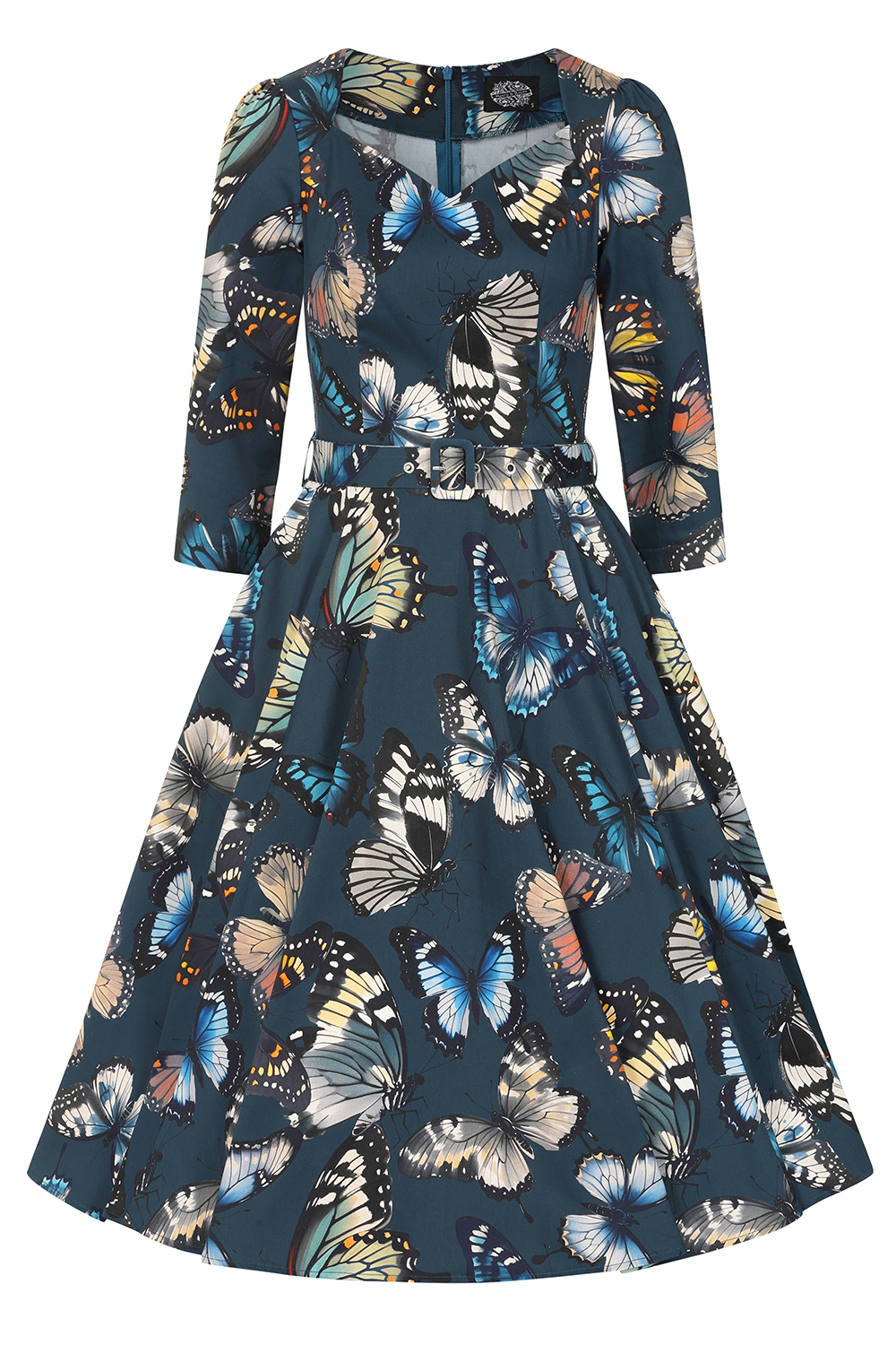 Robe Imprimée Florale Avec Papillons Et Manches Longues - Taille Petite S - Modèle Avec Nœud - Neuf Sans étiquettes