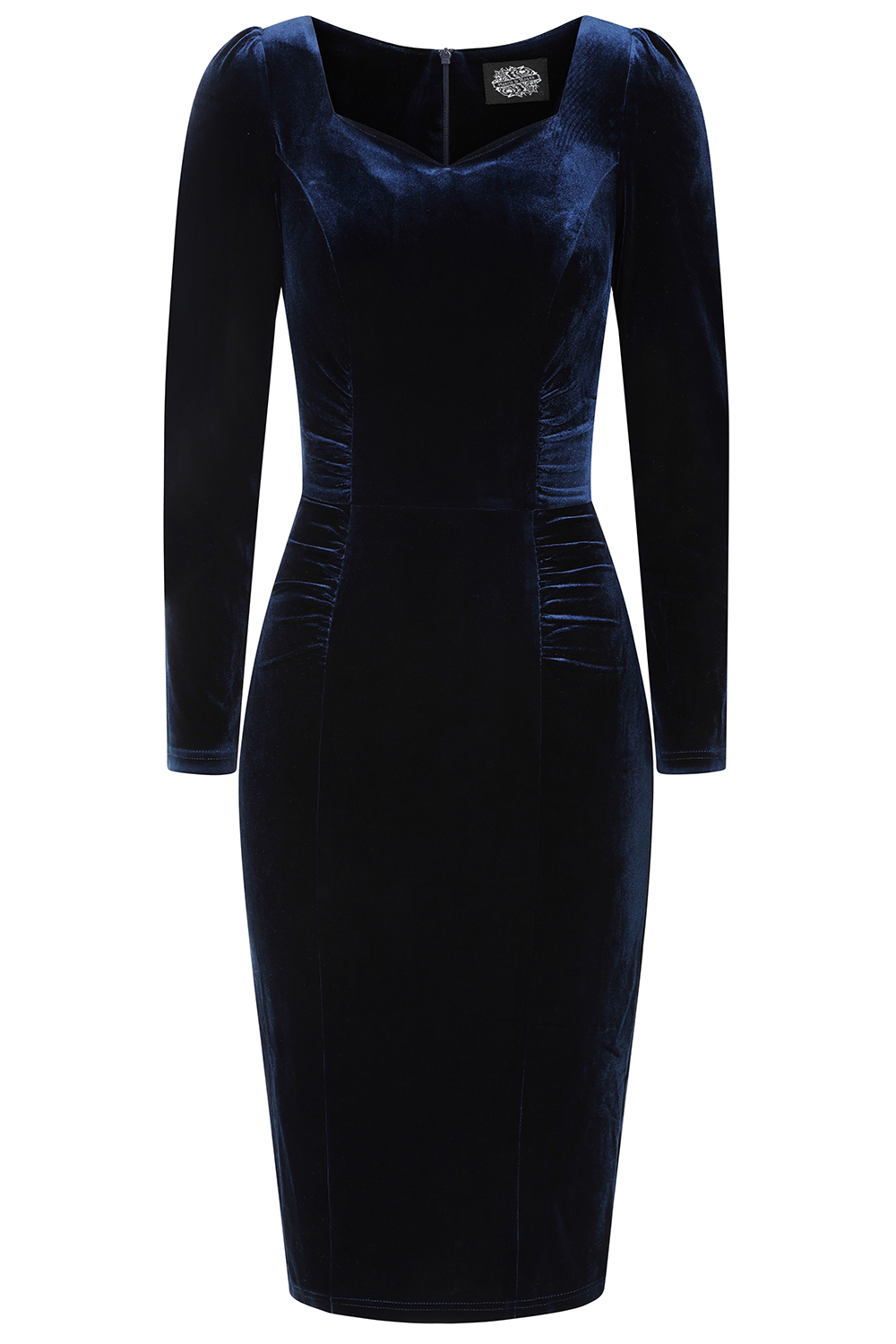 blue velvet wiggle dress Petite Carolina Long Velvet V-Neck Sequin Sleeve Dress